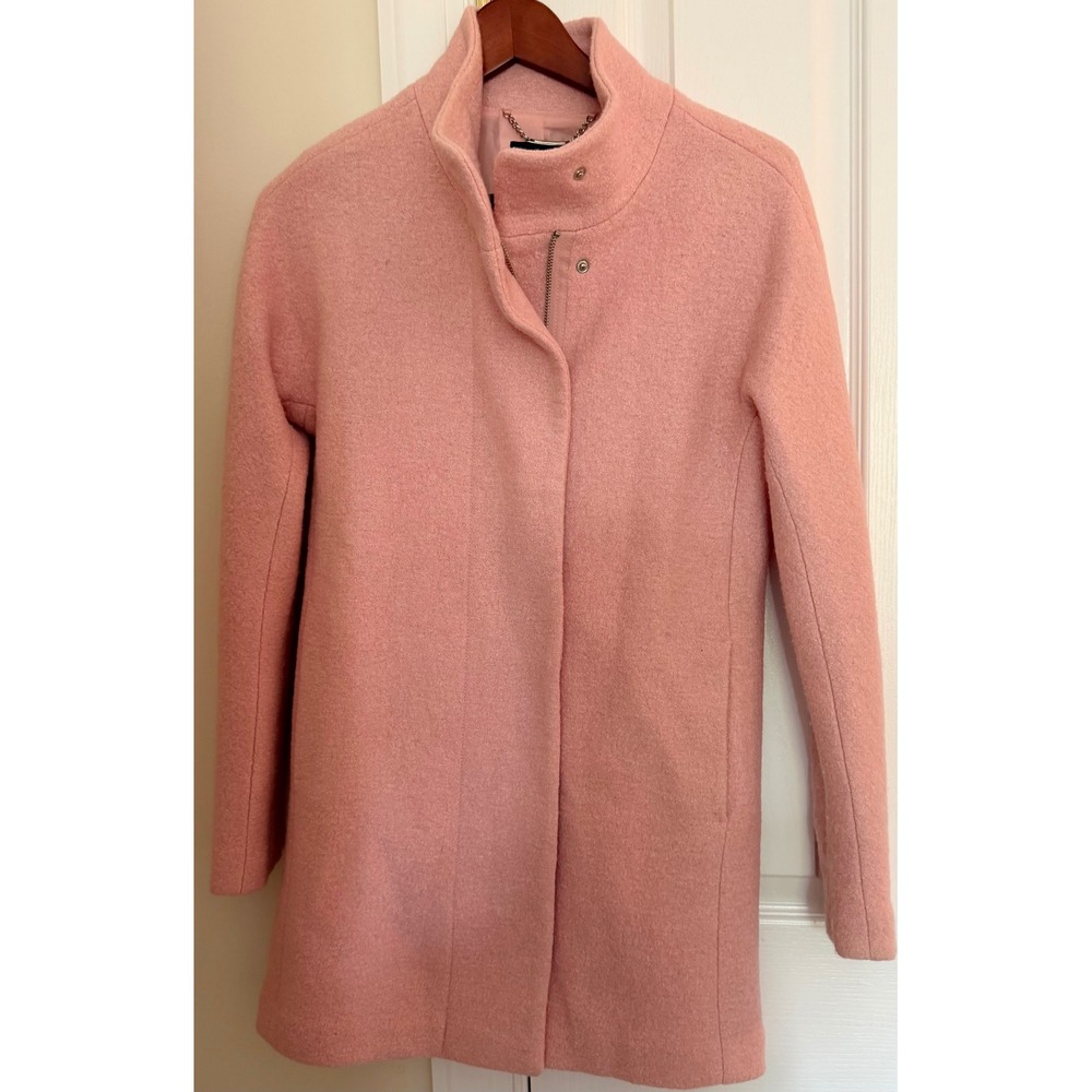 Express Womens Pink Wool Blend Funnel Neck Zip Front Coat Jacket XS